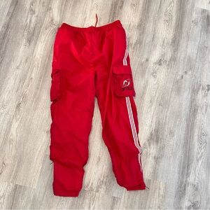 Vintage NHL NJ Devils Cargo Track Pants Youth Large 14-16 Red Striped Y2K 90s